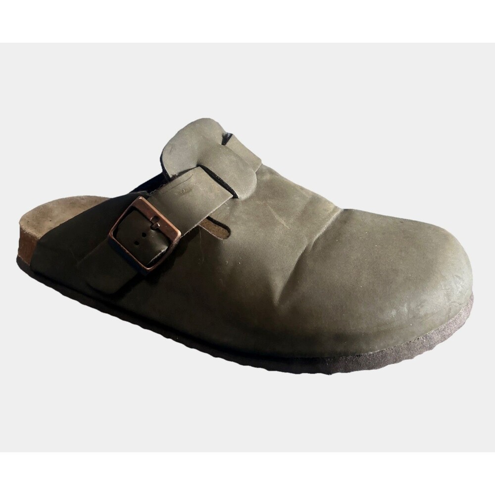 VAYFIO Womens 10 Leather Taupe Buckle Platform Clog Comfort Sandals Slip on